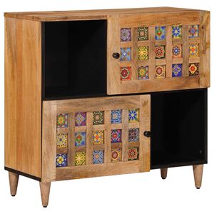 vidaXL Strani &scaron;al z vrati Naravna 80 x 33 x 75 cm Masiven les manga