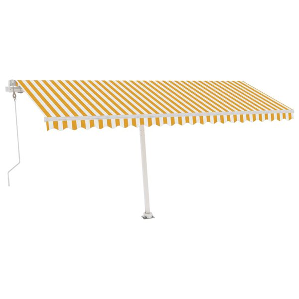 vidaXL Avtomatska tenda LED + senzor 500x300 cm rumena/bela