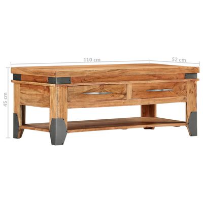 vidaXL Klubska mizica 110x52x45 cm trden akacijev les
