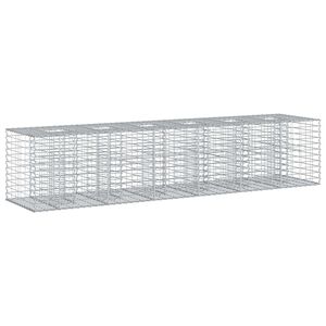 vidaXL Gabionska dvignjena postelja 2 kos 260 x 60 x 55 cm Srebrna