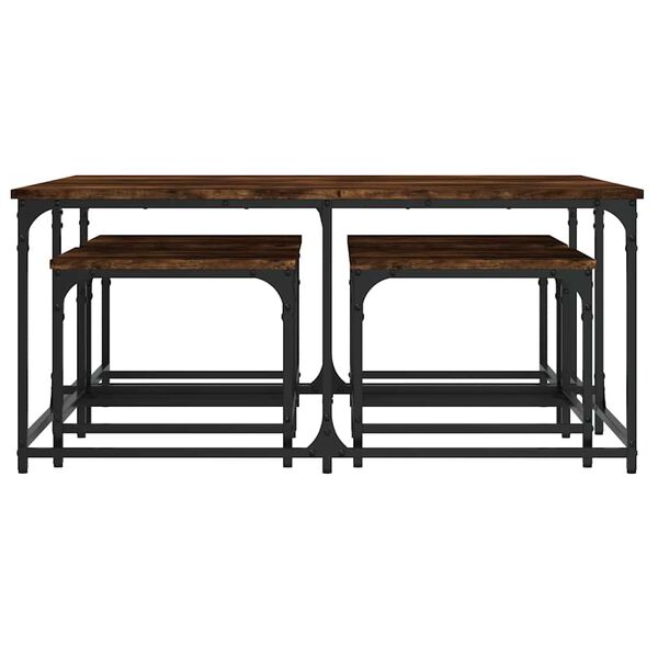 vidaXL Komplet klubskih mizic 5-delni dimljen hrast inženirski les