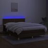 vidaXL Box spring postelja z vzmetnico LED temno rjava 140x190cm blago