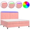 vidaXL Box spring postelja z vzmetnico LED roza 200x200 cm žamet