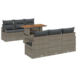vidaXL Vrtna sedežna garnitura s shranjevanjem 7 pcs Siva Poly ratan