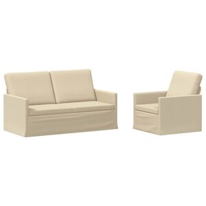 vidaXL Kavčna garnitura 2 pcs Krem Blago