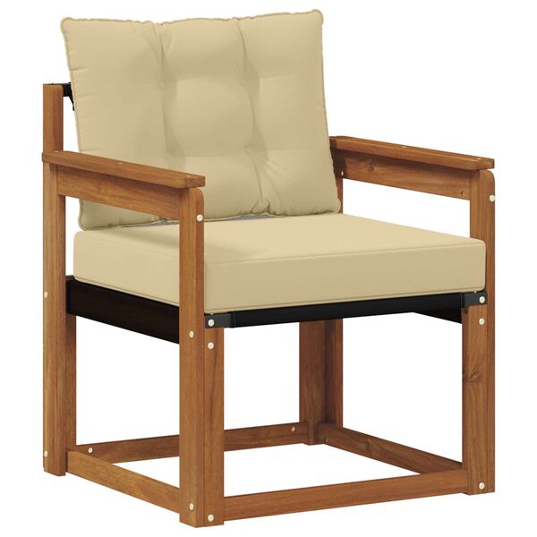 vidaXL Zunanji kavč Masivno akacijevo les in Textilene Naravna