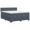 vidaXL Postelja boxspring z vzmetnico Temno siva 200 x 200 cm Žamet