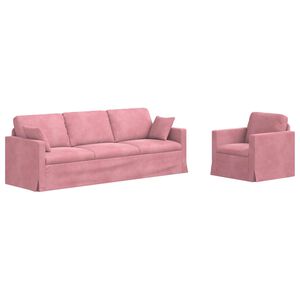 vidaXL Kavčna garnitura 2 pcs Roza 228 x 78 x 80 cm Žamet