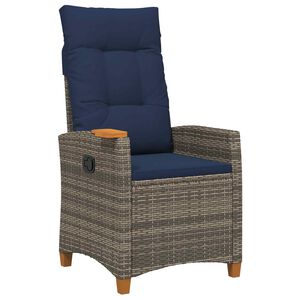 vidaXL Naslonjač z čajem z blazino 62 x 64 x 112 cm poli ratan