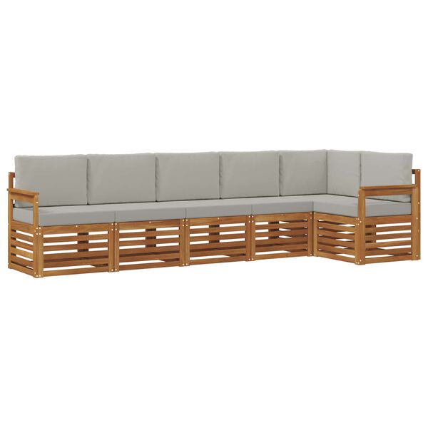 vidaXL Sedežne garniture z blazino 6 pcs Naravna in svetlo siva
