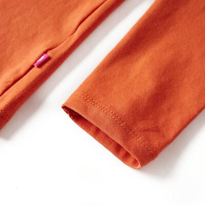 Otroška majica z dolgimi rokavi žgano oranžna 92