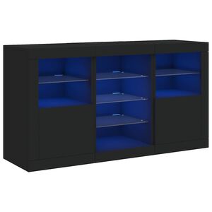 vidaXL Komoda z LED lučkami črna 123x37x67 cm