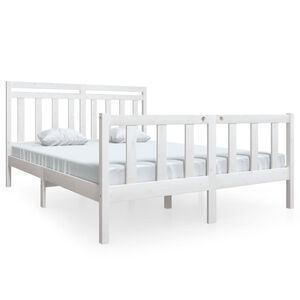 vidaXL Posteljni okvir bel 150x200 cm trden les
