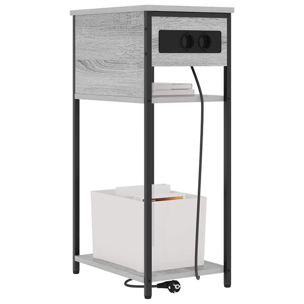 vidaXL Nočna omarica Siva Sonoma 41 x 28 x 76 cm Konstruiran les