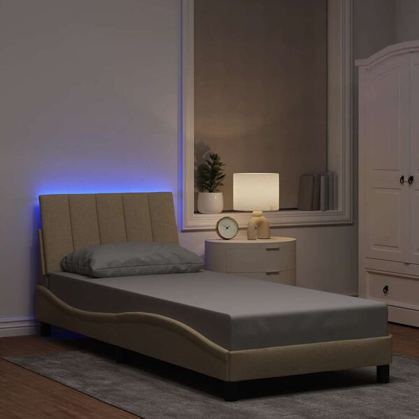 vidaXL Posteljni okvir brez vzmetnice Hanko krem 90x190 cm tkanina