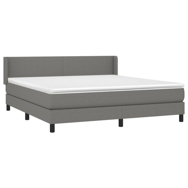 vidaXL Box spring postelja z vzmetnico temno siva 180x200 cm blago