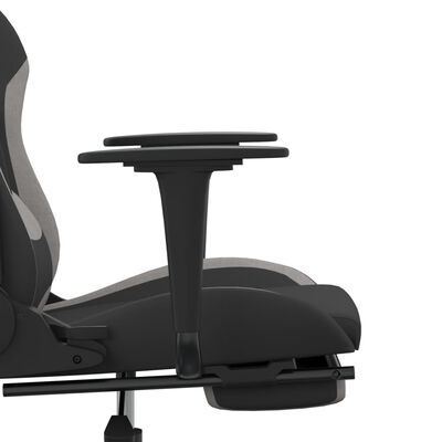 vidaXL Masažni gaming stol z oporo za noge črno in svetlo sivo blago