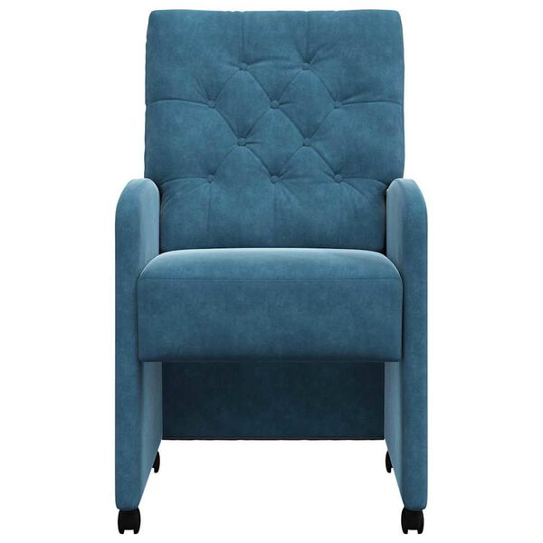 vidaXL Jedilni stoli s kolesi 2 pcs Modra 58 x 67 x 97 cm Žamet