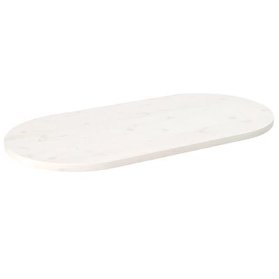 vidaXL Mizna plošča bela 90x45x2,5 cm trdna borovina ovalna