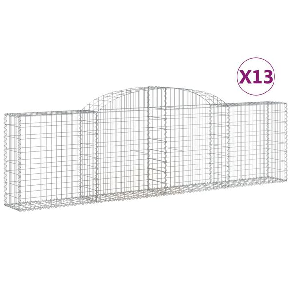vidaXL Obokane gabion košare 13 kosi 300x30x80/100 cm pocinkano železo