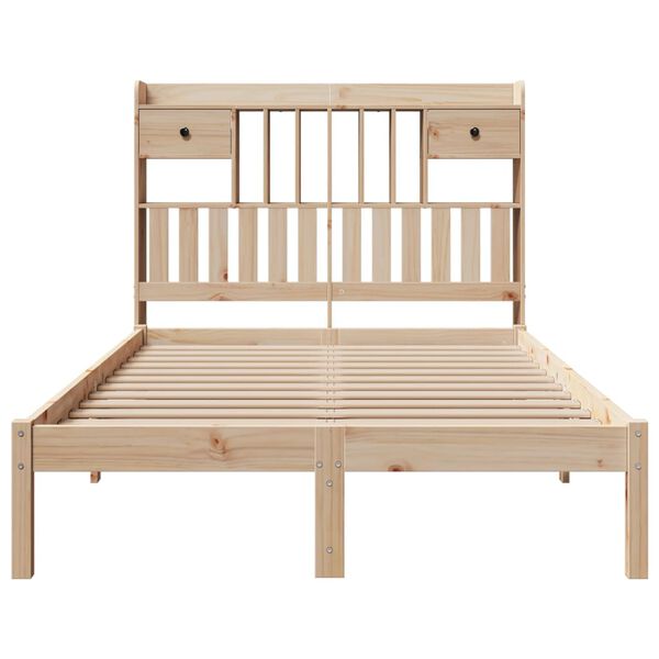 vidaXL Posteljni okvir brez vzmetnice 135x190 cm trdna borovina
