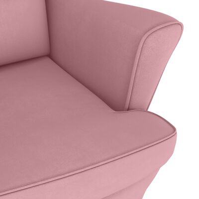 vidaXL Gugalni stol z nogami iz trdnega kavčukovca roza žamet