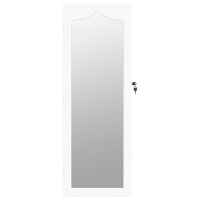 vidaXL Omarica za nakit z ogledalom stenska bela 37,5x10x106 cm