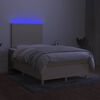 vidaXL Box spring postelja z vzmetnico LED krem 120x190 cm blago