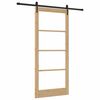vidaXL Drsna vrata Naravna 93 x 211 cm Trden borov les in steklo