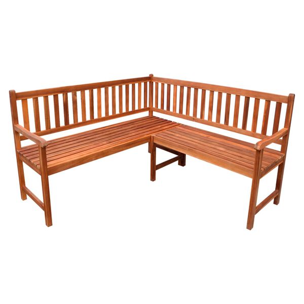 vidaXL Vrtna kotna klop z blazinami 150 cm trden akacijev les