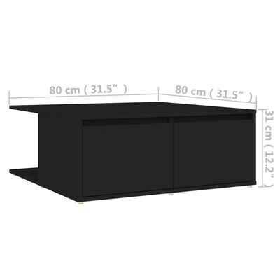 vidaXL Klubska mizica črna 80x80x31 cm iverna plošča