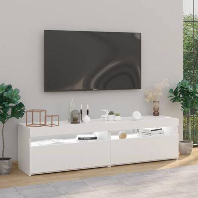 vidaXL TV omarica 2 kosa z LED lučkami visok sijaj bela 75x35x40 cm
