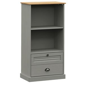 vidaXL Knjižna omara VIGO siva 60x35x114,5 cm trdna borovina