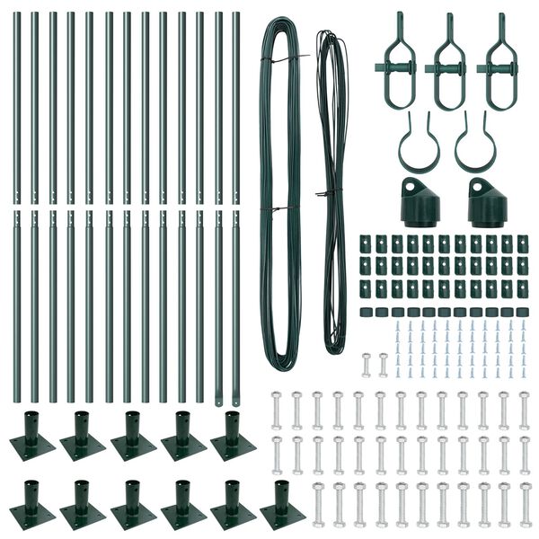 vidaXL Ograjni stebri 13 pcs Zelena Ø32mm 130 cm Pocinkano jeklo
