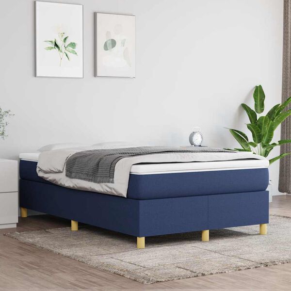 vidaXL Box spring postelja z vzmetnico modra 120x190 cm blago