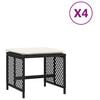 vidaXL Vrtni stolčki z blazinami 4 kosi črni 41x41x36 cm poli ratan