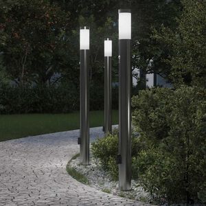 vidaXL Stebričke s senzorjem in vtičnico 3 kosi 110 cm nerjaveče jeklo IP44