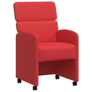 vidaXL Jedilni stoli s kolesi 2 kos Umetna koža Rdeča 58 x 65 x 98 cm
