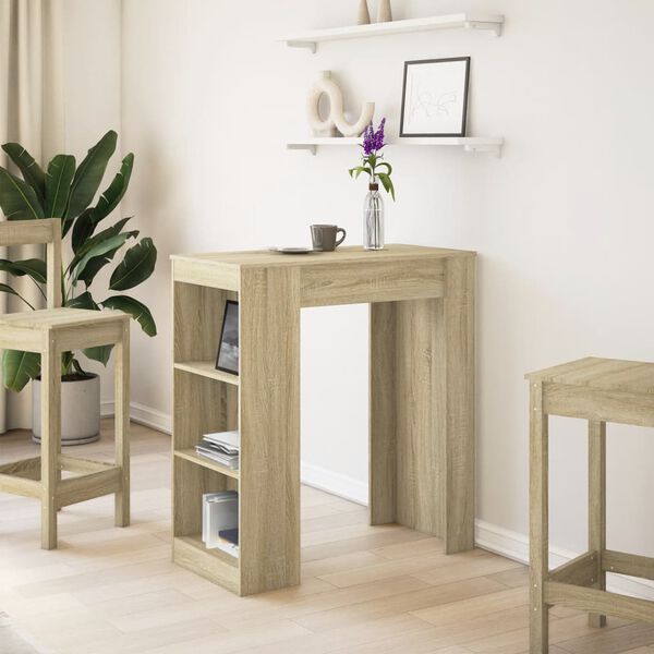 vidaXL Barska miza s policami sonoma hrast 95x47x103,5 cm inž. les