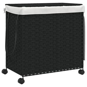 vidaXL Ko&scaron;ara za perilo s kolesi črna 60x35x60,5 cm ratan