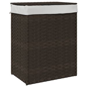 vidaXL Ko&scaron;ara za perilo s pokrovom temno rjava 46x33x60 cm poli ratan