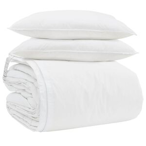 vidaXL Komplet odej z blazino 3 pcs Bela Perje