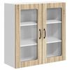 vidaXL Stenski stekleni omarica LUCCA Sonoma hrast 80 x 31 x 80 cm