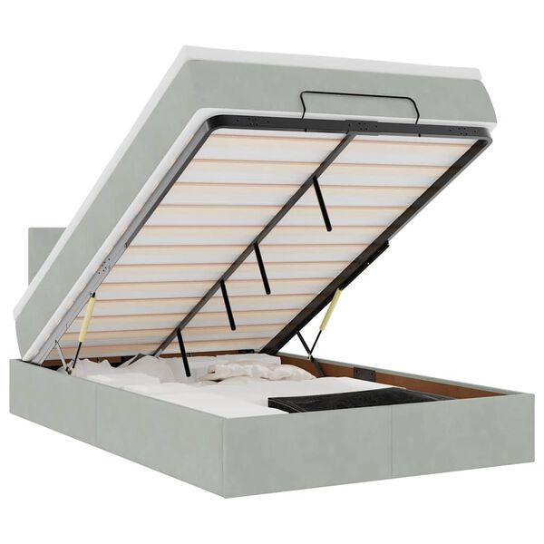 vidaXL Otomanski postelja z vzmetnico svetlo siv 120x190 cm žamet