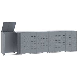 vidaXL Lopa za smetnjak za 6 smetnjakov siva 414x79x117 cm jeklo
