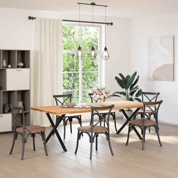 vidaXL Noge za jedilno mizo v obliki črke X, 2 kosa, črne, 90 x (72-73) cm, jeklo