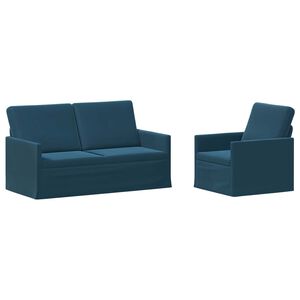vidaXL Kavčna garnitura 2 pcs Modra Žamet