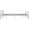 vidaXL Posteljni okvir siv in bel kovinski 180x200 cm