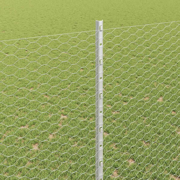 vidaXL Ograja s stebrom srebrna 1,5 x 25 m Jeklo