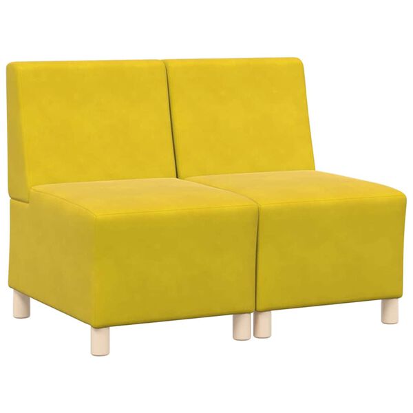 vidaXL Modularna sofa enota brez naslonov 2 pcs Rumena 55 x 74 x 82 cm